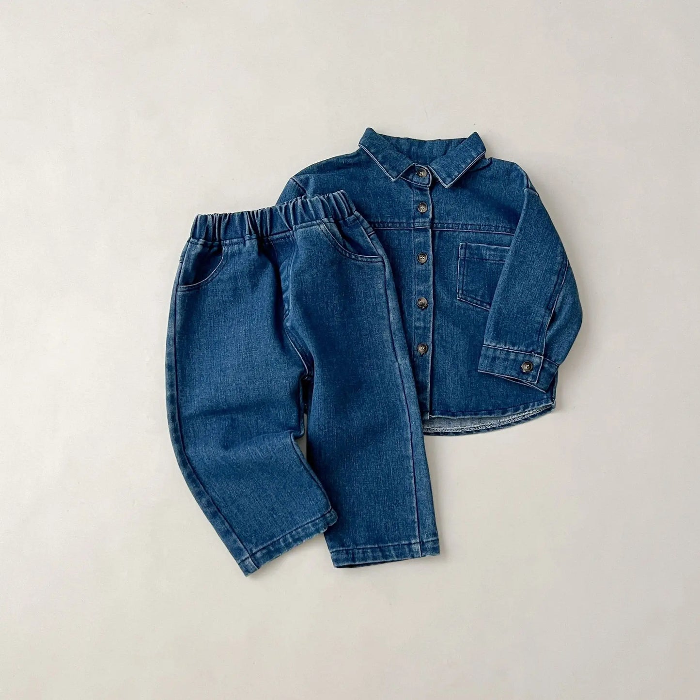 Boys Girls Vintage Denim Coat + Pants 2pcs Suit Kids Fashion Casual Outfits 2025 Autumn New Children Long Sleeve Clothes Set