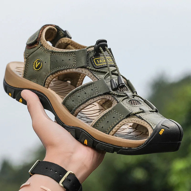 2026 Men Sandals Genuine Leather Mens Casual Shoes Outdoor Men Leather Sandals for Men Beach Shoes Roman mens Shoes