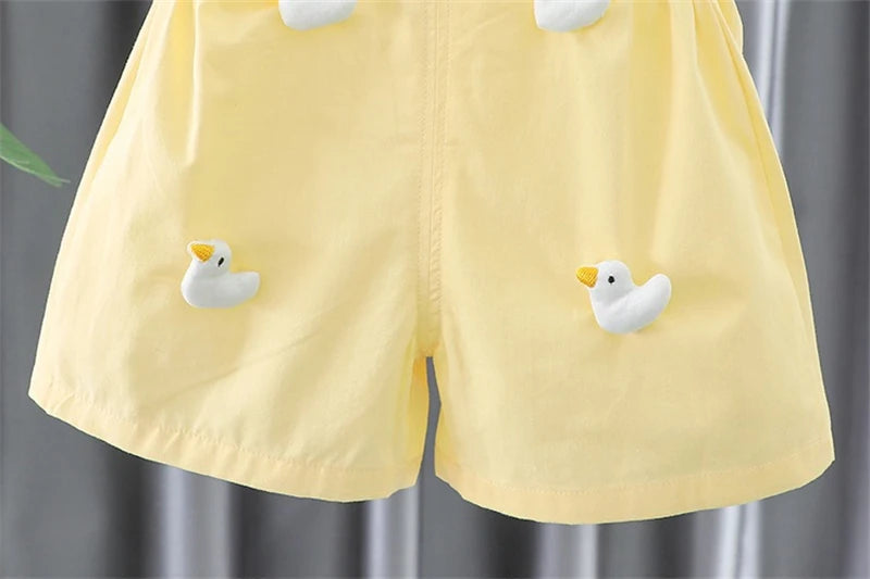 Baby Girls Clothing Sets Children Summer Clothes Cartoon Rabbit Stripe Vest Shorts 2 Pieces Suit Kids Casual Clothes Outfits