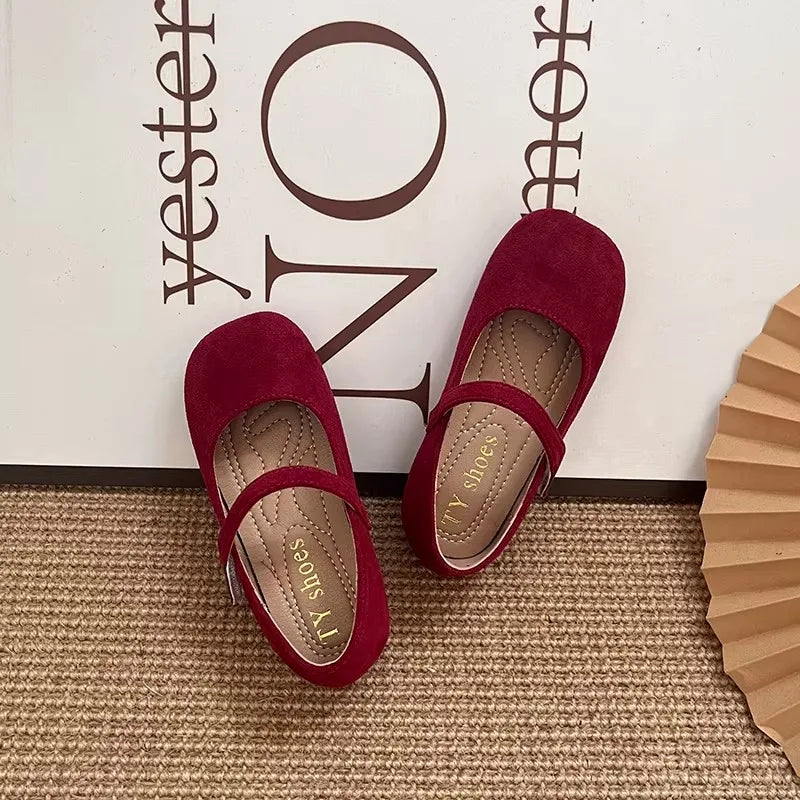 Spring Girl's Casual Shoes Round Toe Hook-loop Shallow Chic Kid's Flat Shoe Solid Colors Anti-slip Daily All-match Children Shoe