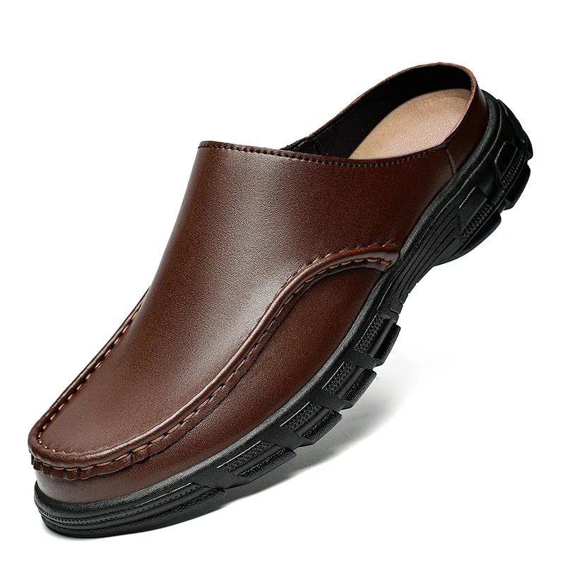 Half Shoes For Men Leather Latest Design 2025 Luxury Designer Italian Summer Casual Shoes Slip-ons
