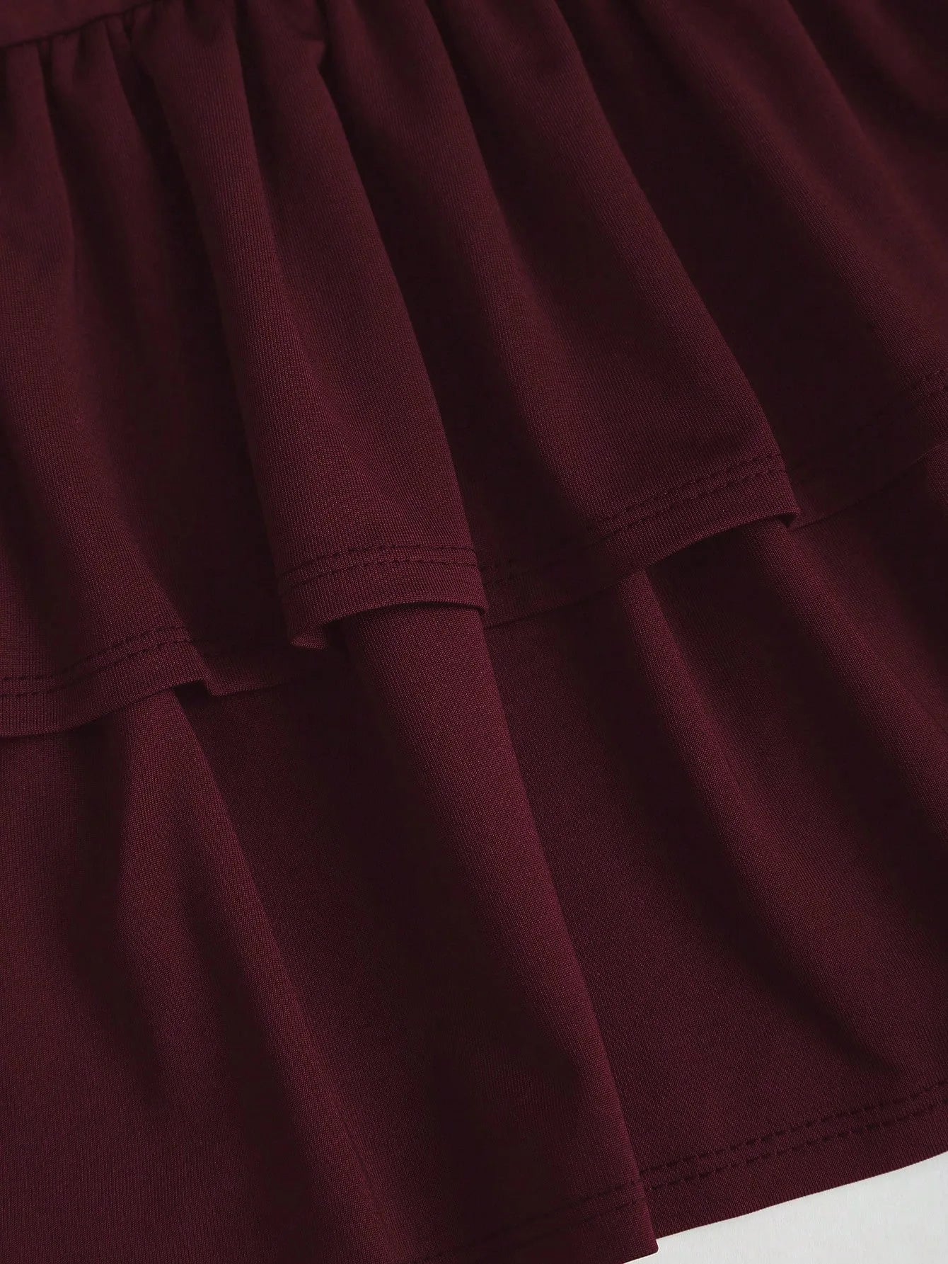 New trendy frilled waistline long-sleeved dress solid color and sexy lace trim fitted shoulders trendy punk style knitted skirt