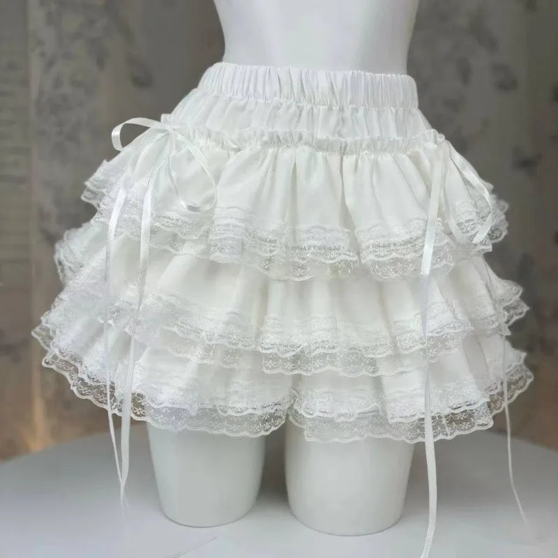 Mini Skirts for Women Sweet Cute Jupe Fashion Summer Japanese 2025 Faldas Mujer De Moda Bow Polka Dot Ruffles Y2k Skirt
