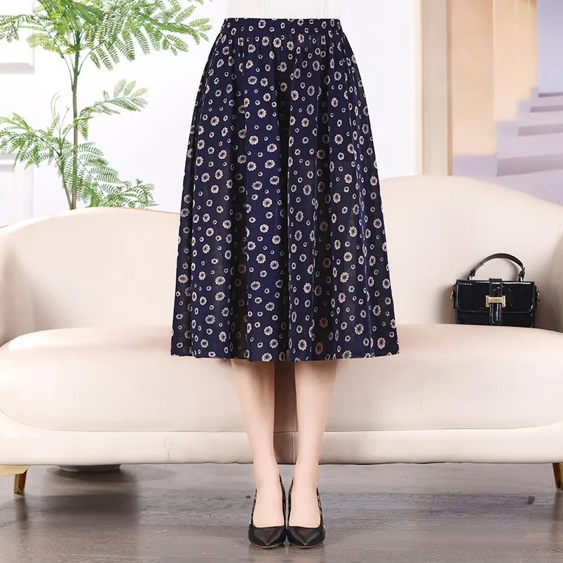 Women's Long Pants Skirt 2023 Summer Plus Size Fashionable Flower Print Women's Short Skirt Classic Home Casual Breathable Women