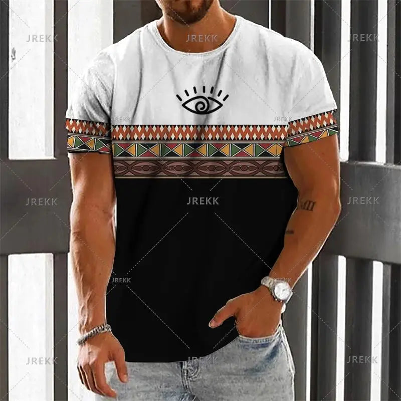 African Clothes For Men Dashiki T Shirts Traditional Wear Clothing Round Neck Casual Retro Streetwear Vintage Ethnic Style Tops
