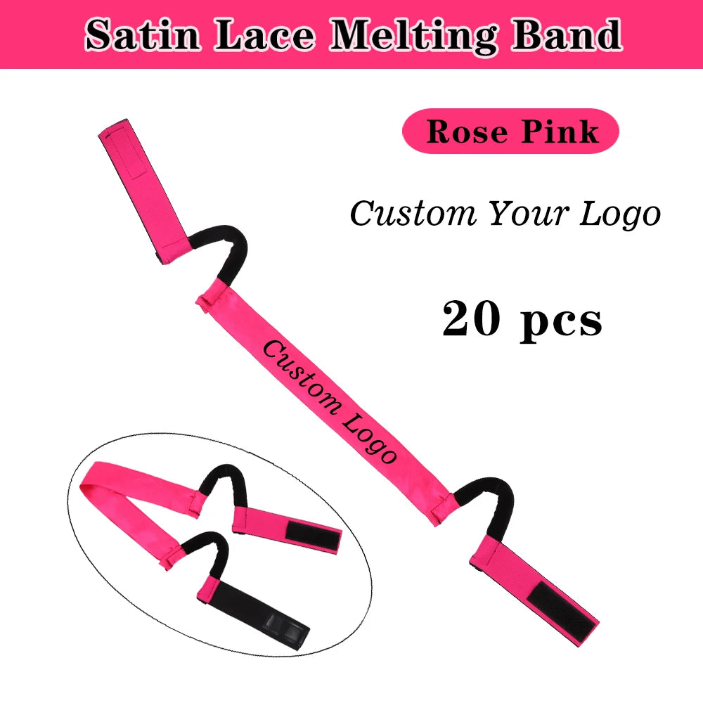 Custom Logo Reusable Satin Elastic Wig Band C Shaped Lace Melting Band Edge Control Painless Adjustable Band Hair Styling Tools