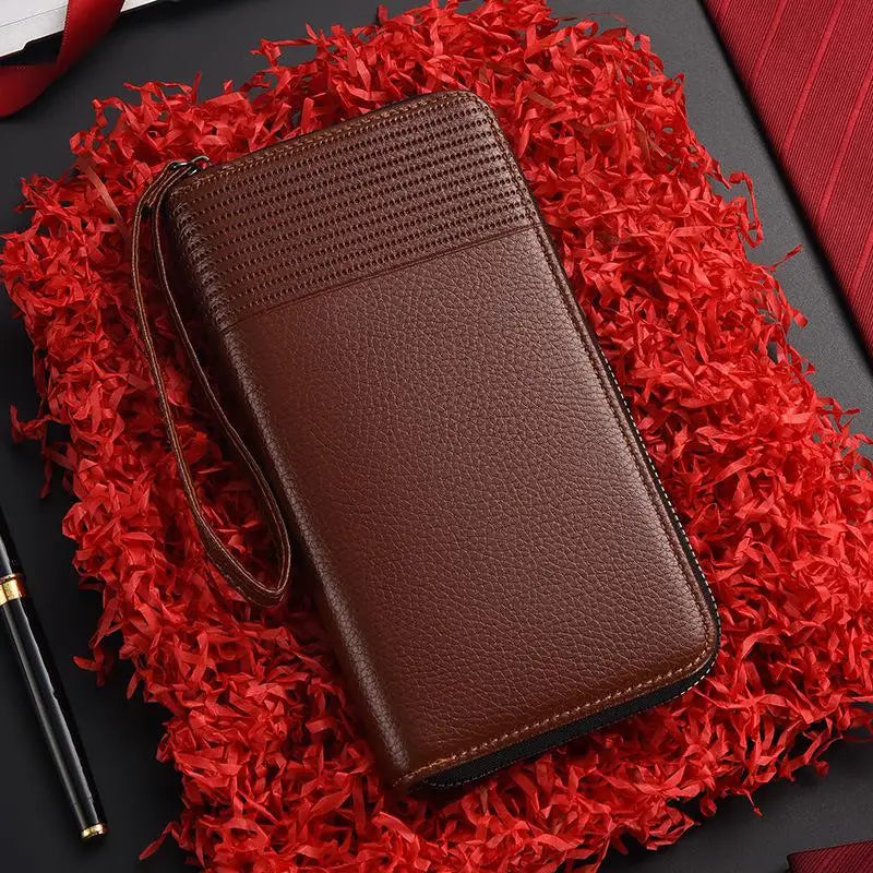New Color Men`s Long Wallet For Men Rfid Blocking Clutch Organizer Zipper Leather Business Id Credit Card Holder Purse 2024 New