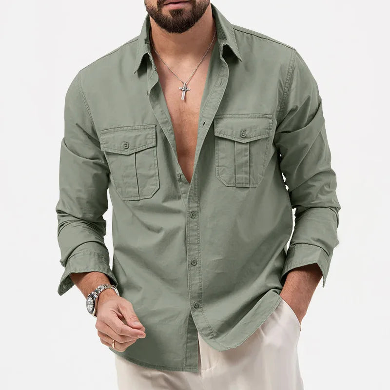Men's Fashionable Coat - Spring/Autumn Season - Slim Fit Style - Retro Design - Casual Button-Up Coat - Long-Sleeved Outerwear