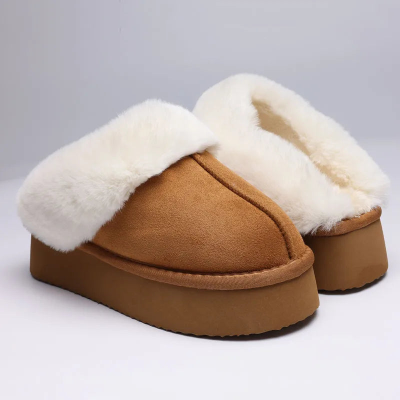 Smile Winter Fluffy Women Fuzzy Slippers Warm Short Plush Non-slip Cozy Soft Cotton Slippers Indoor Fleece Lined Fur Slippers