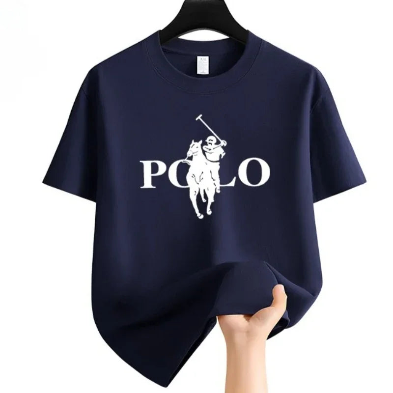 Men's Summer Fashion Brand Clothing Casual Business Shorts Loose Sleeve Versatile Round Neck T-Shirt Breathable T-Shirt