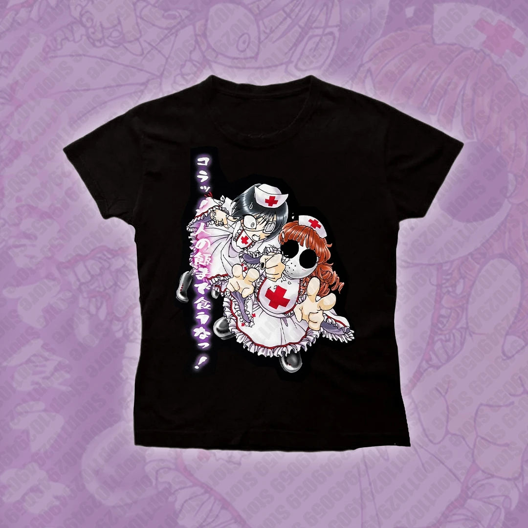 Y2K 2000s Gothic Clothing Tops Streetwear Vintage T Shirt New Harajuku Hip Hop Round Neck T shirt Womens Short Sleeved Emo Girls