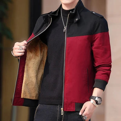 DIMUSI Winter Men's Bomber Jacket Casual Mens Outwear Fleece Warm Coats Fashion Stand Collar Uniform Jackets Mens Brand Clothing