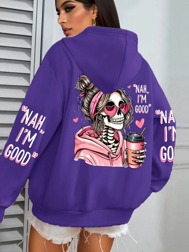 Funny Slogan Print Oversized Fleece Hoodie