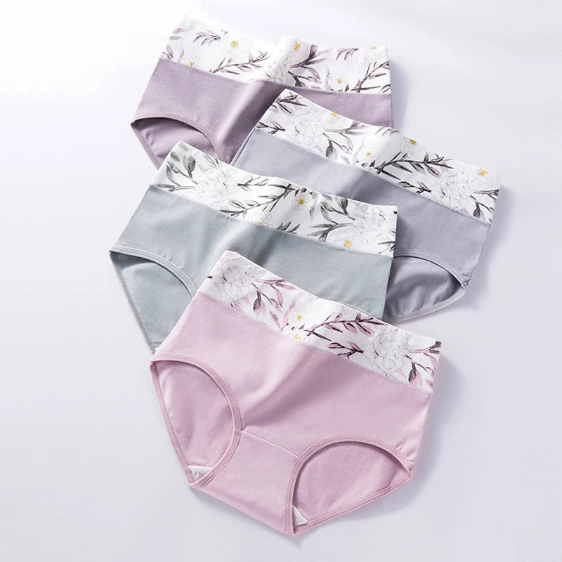 4Pcs Cotton Women's Panties High Waist Body Shaper Underwear Breathable Underpants Plus Size M-5XL Panty Soft Female Briefs