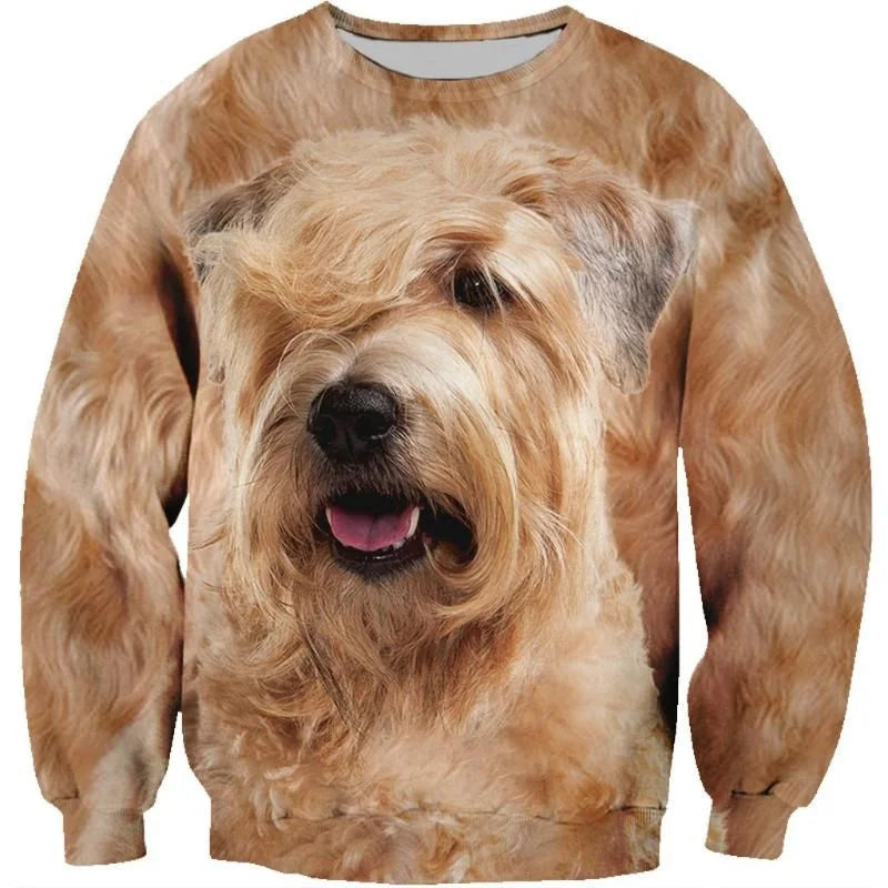 3D Printed Shetland Sheepdog Pomeranian Hoodie Men Pets Dog Graphic Long Sleeved Sweatshirt Spring Autumn Round Neck Pullovers