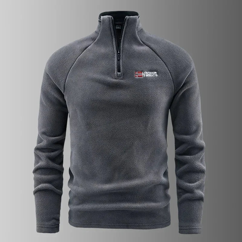 Men's Norway Style Fleece Jacket Base Shirt Half Zip Sweatshirt Inner Spring Autumn New Model Cross-Border Clothing
