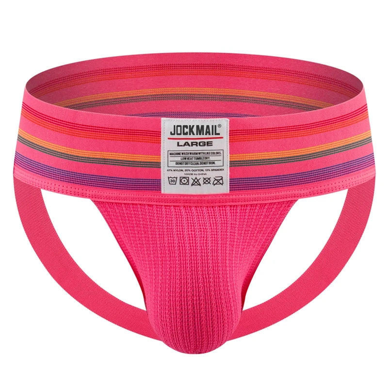 JOCKMAIL Men Athletic Supporters Jockstrap Thongs Mens Underwear Underpants Bikini 3" Elastic Waistband Hombre Panties