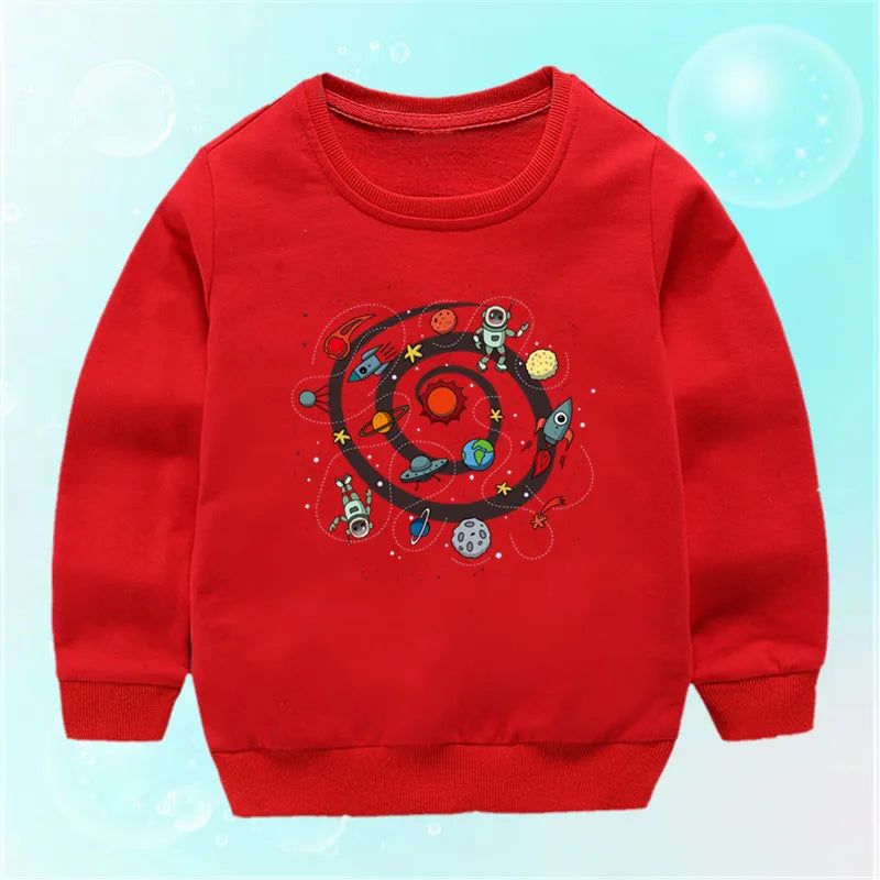 Lolocee Kids Sweatshirt,Crew Neck Long Sleeve with Cute Planet Print,Boys Fashion Pullover Top Toddler Children's Daily Wear XQ1 BAZAARHUBO