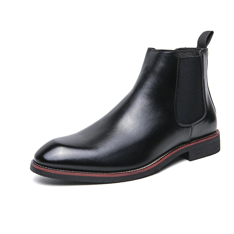 2025 Men's Fashion Chelsea Boots Classic Trendy Soft Leather Upper Non-Slip Rubber Sole Daily Casual Resistant Ankle Dress Boots