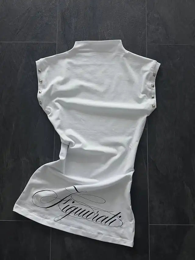 Summer New Arrival American Style Sexy Streetwear Letter Printed Sleeveless Tank Top Short Dress For Women