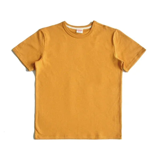 Saucezhan Tops & Tees Men's T-shirt Summer Short Sleeve 5 Colors Pure Cotton Anti-deformation Double-woven fabric 340g