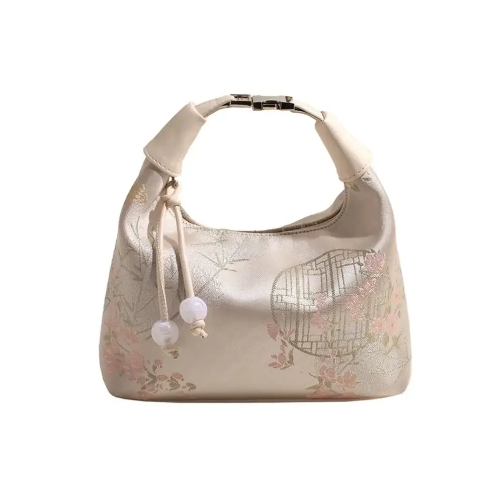 Fashion Embroidered Chinese Style Handbag Canvas Zipper Pea Purses Luxury Adjustable Cheongsam Bag Women