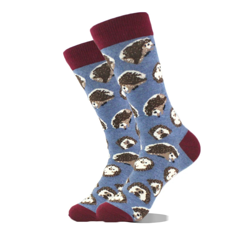 Cool Design Avocado Crew Socks Men Creative Eye Guitar Bus Pattern Sokken Duck Cat Fox Otter Animals Divertidos Chaussette Sox