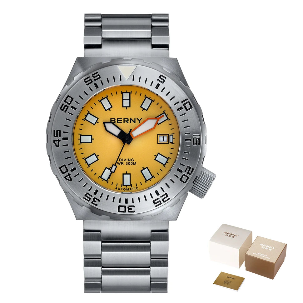 BERNY Automatic 30ATM Diver Men Watch Mechanical Wristwatches Waterproof Male Top Super Luminous Sapphire Sport Diving Watches