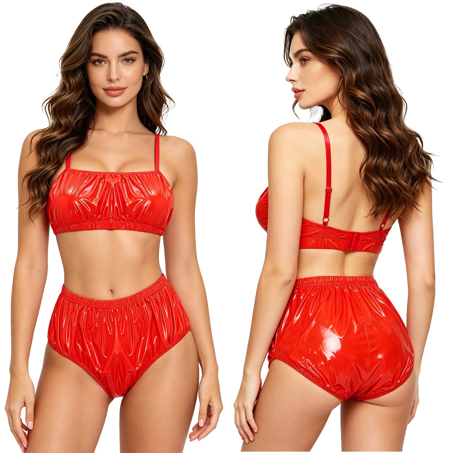 Women Waterproof Bikini Set Swimsuit Bathing Suit No-pad Bra Top with Swim Shorts for Beach Pool Sunbathing Nightwear Clubwear