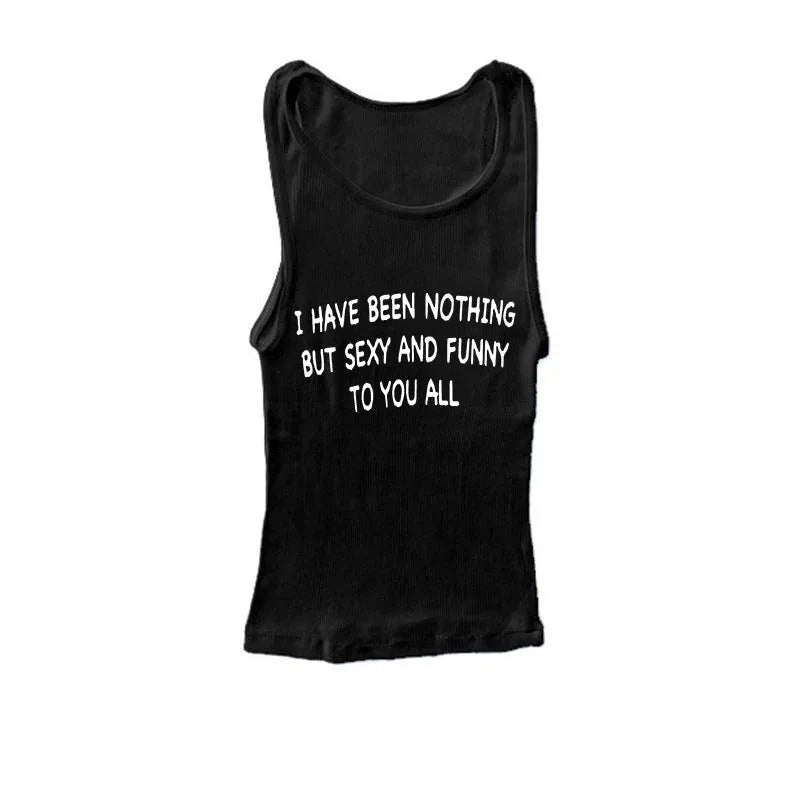 Streetwear Woman 2000s Style Y2k Top Sexys Tank T-shirt Vintage Japanese Goth Letter Korean Popular Tanks & Camis Female Clothes