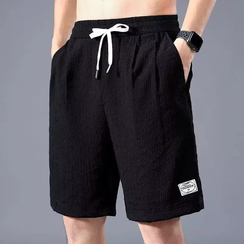 Ice Silk Shorts Men's Thin Sports Cropped Pants Loose Straight Leg Cool Breathable New Fashion Trend Casual XL-XXXL