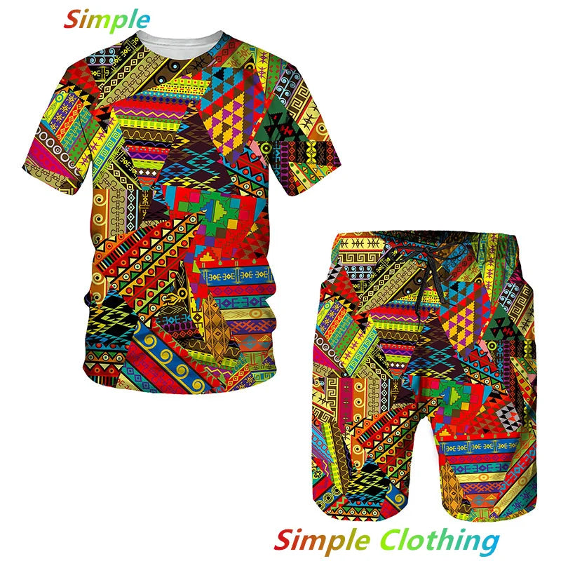Men Tracksuits Clothing African Ethnic Style 3D Print Kids Sets Women T-Shirts Beach Board Shorts Swimwear Tees Tops Clothing
