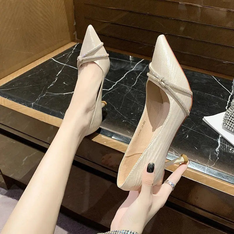 Ladies Pumps Black Rhinestone Diamond Wedding Bride Shoe with Heel Women's Shoes Crystals Elegant Dress A Lastest Wholesale Chic