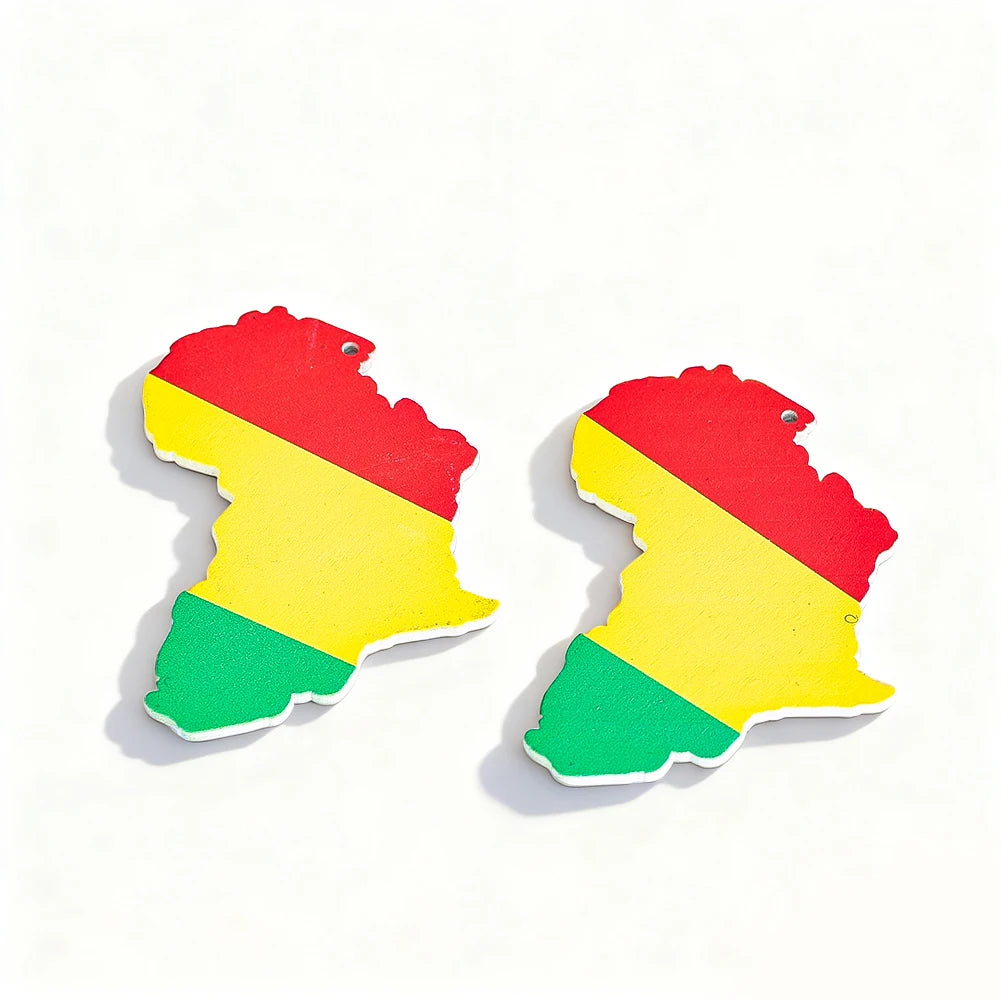 Fashion Painted African Map Dangle Earrings for Women and Girls Ethnic-Style Ear Accessories Statement Jewelry Everyday Styling