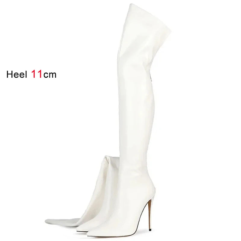 11CM Elastic Thigh Boots Sexy Stiletto High Heels Women Over-the-Knee Boots Pointed Toe Strippers Ladies Shoes Pole Dancing Boot