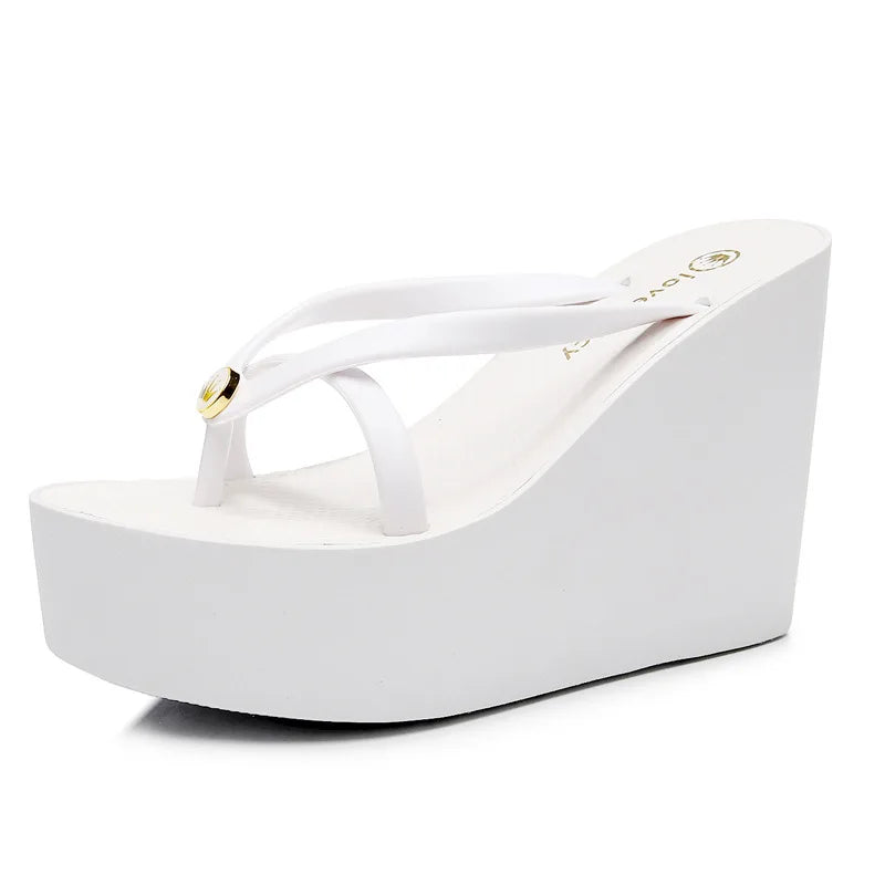 Sexy Slippers for Women in Summer High Slope Heel Shoes 11cm Thick Bottom Non-slip Women's Sandals Beach Slippers Wedge Sandals