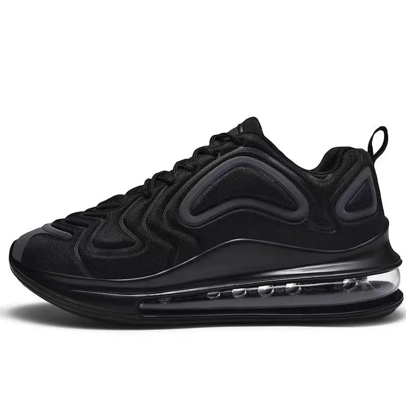 Low-Top Running Shoes Men's Large Size Air-Cushioned Casual Thick-Heeled Breathable Wear-Resistant Stripe Pattern Sports Shoes