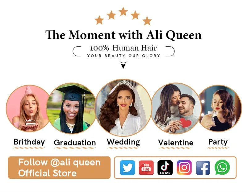 Ali Queen 6X6/7X7 HD Body Wave Lace Frontal Wig Transparent 13X4&13X6 Front Indina Virgin Human Hair 180 Density