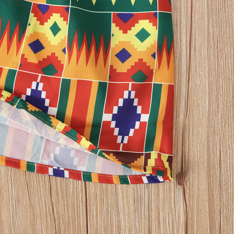 African Clothing National Print Summer Bohemian Style Kids African Kanga Clothes Beach Dress Vacation Hoilday Party Costume