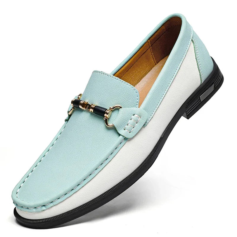 Luxury Brand Genuine Leather Mens Shoes Wedding Slip on Loafers New Trend Metal Buckle Moccasins Versatile Male Business Shoes
