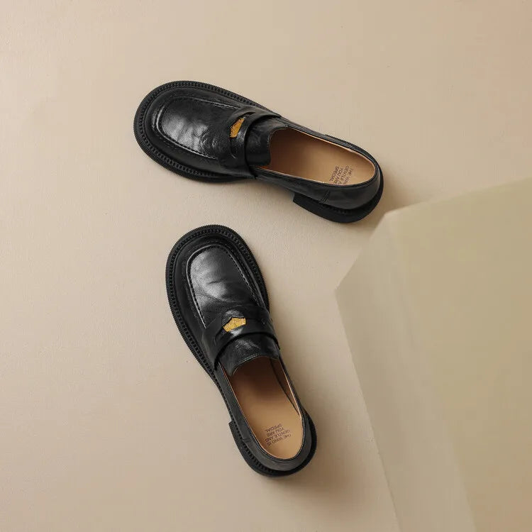 Loafer Ladies' leather shoes Flat heel Genuine leather sheepskin Commuting shoes commercial Ladies' loafers comfort