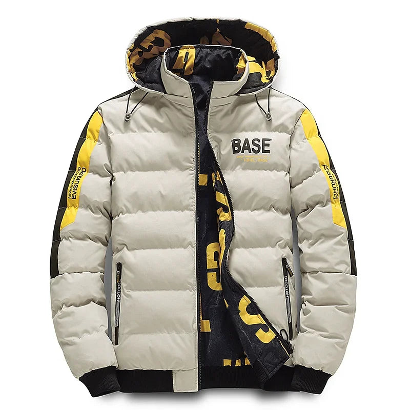 Men Autumn Winter Jacket Brand Warm Comfortable Down Jacket Removable Hat Double Sided Outerwear Men's New Cotton Padded Parkas