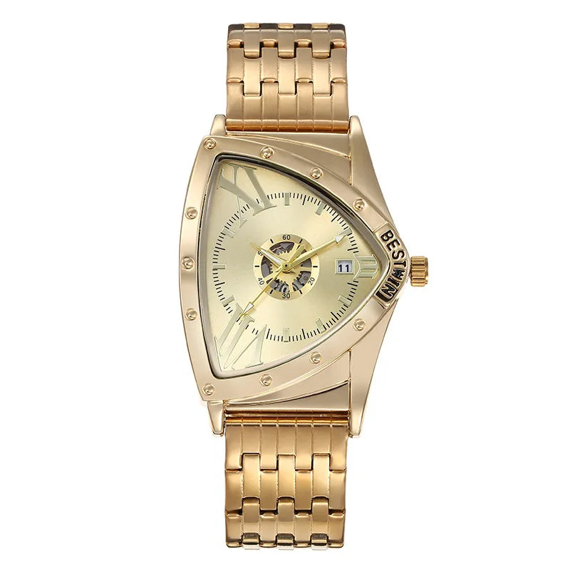 Golden Triangle Men Quartz Watch Unique Design Luxury Watches For Male Clock Sports Waterproof Men Wrist Watches Stainless Steel