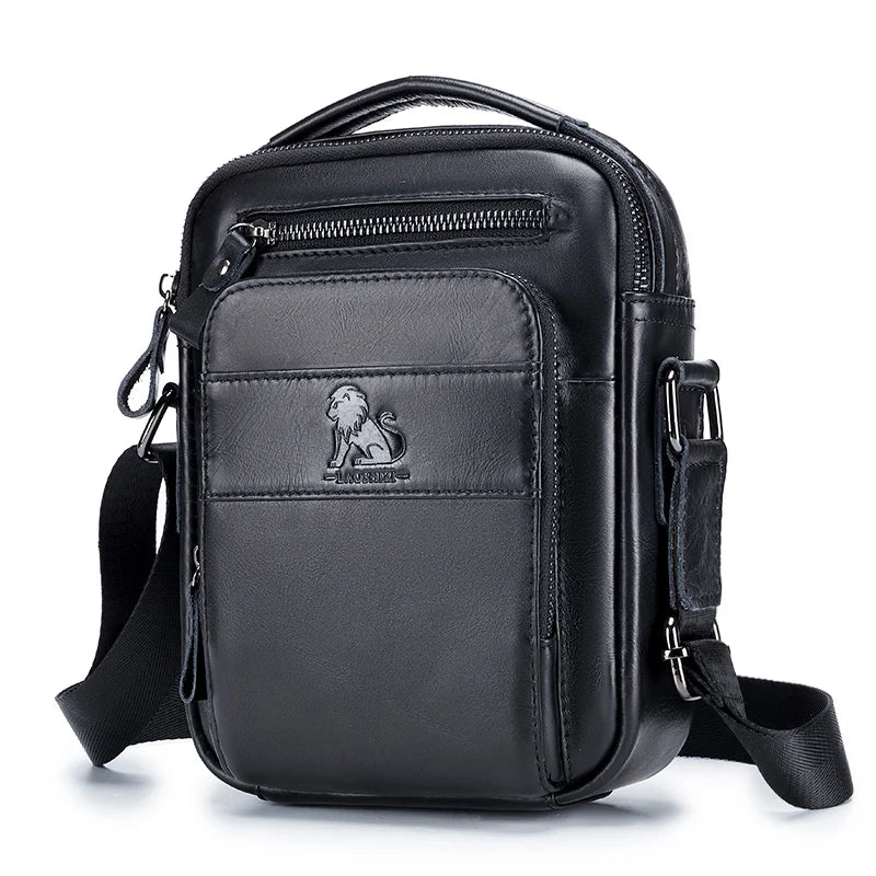 Cowhide men's small shoulder bag with top layer, cowhide single shoulder diagonal cross bag, fashionable and sporty small bag