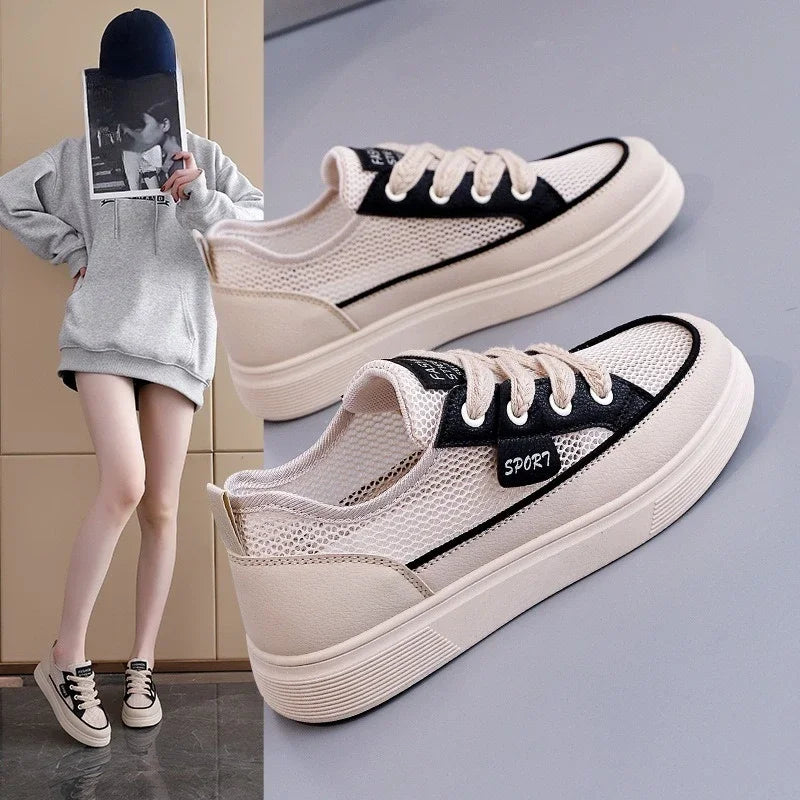 2026 New Women's Sports Shoes, Fashionable, Breathable, Lightweight, Non-slip, Wear-resistant, Casual Sports Shoes, Flat Shoes