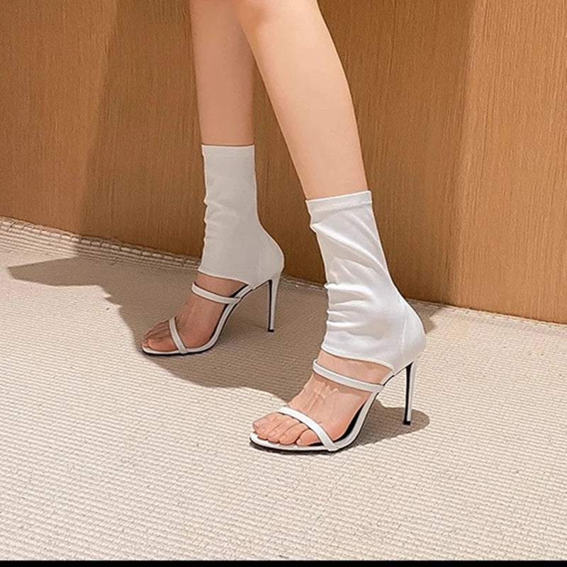 2024 Fashionable and Beautiful Sandals for Women Summer New Strap Roman High Heels Niche Thin Heel Open Toe Sandals