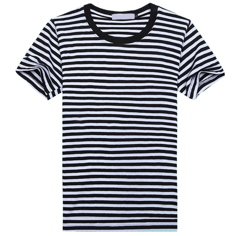 Men Tshirts Navy Shirt Blue And White Striped Short-sleeved Sports Men's T-shirt Couple Parent-child Tops O-Neck Casual Tees