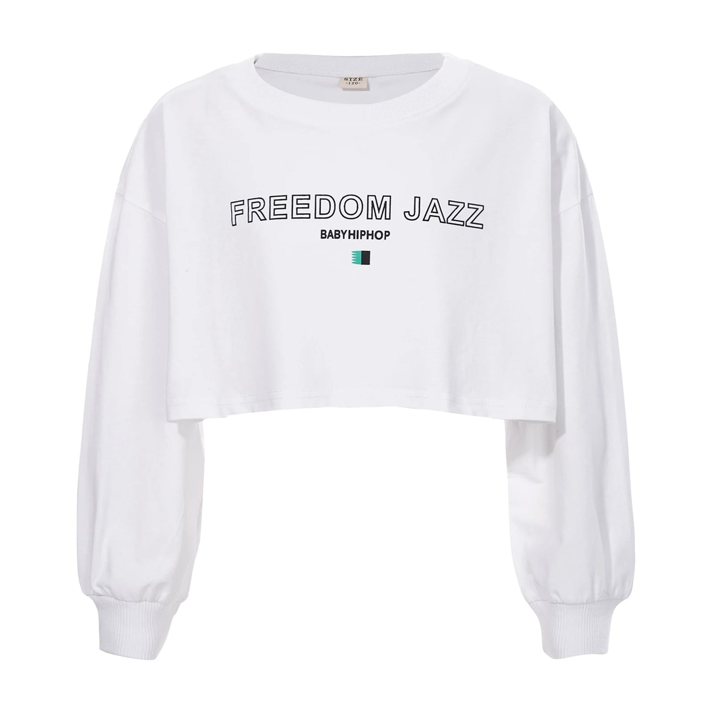 Kids Girl Long Sleeve Fashion Crop Top Casual Loose Pullover T-shirt for Hip-Hop Jazz Street Dance Performance School Daily Wear