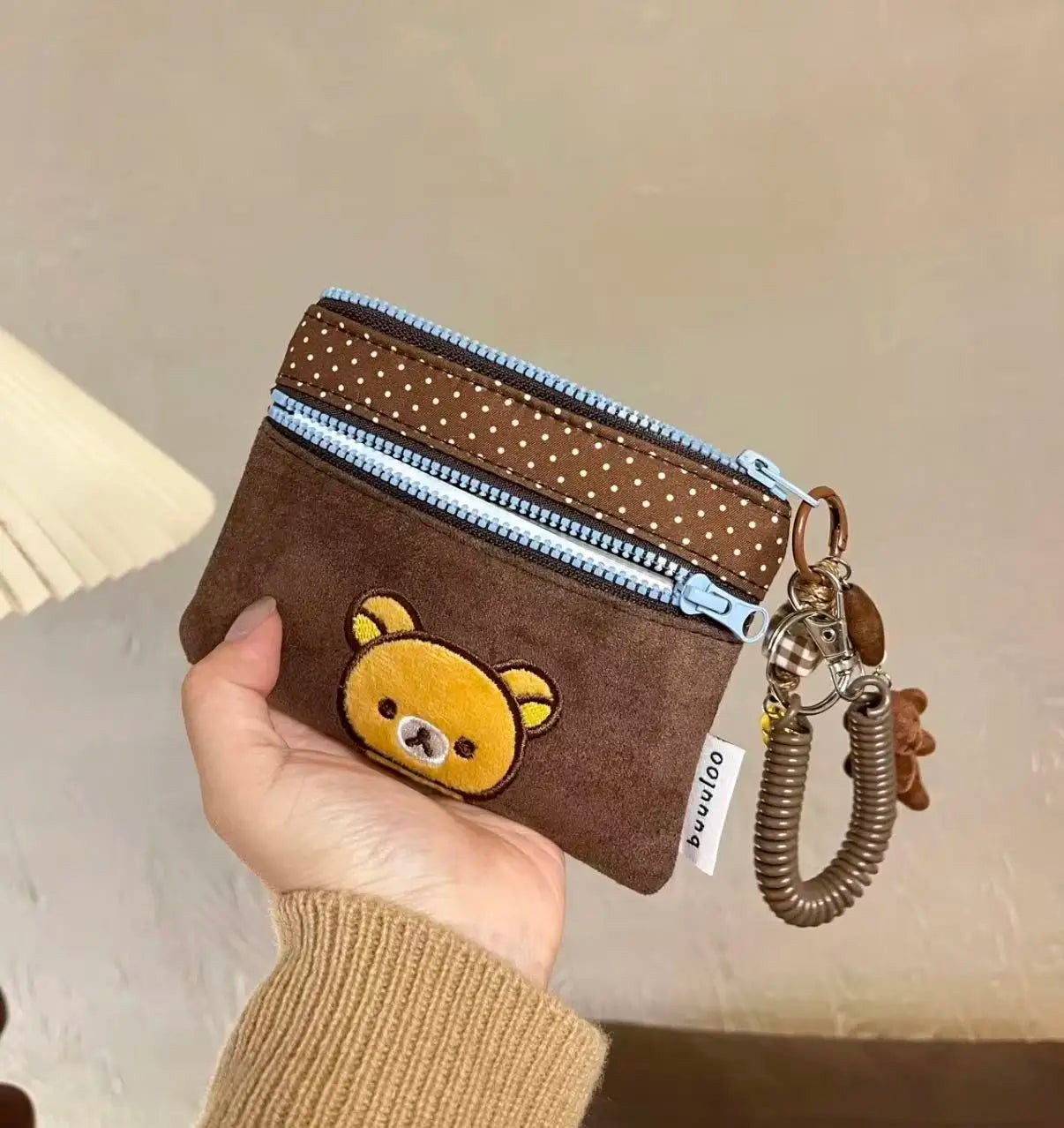 New Original Embroidered Bear Passport Bag Versatile Large-capacity Document Storage Bag Portable Travel Coin Purse Cute Gift