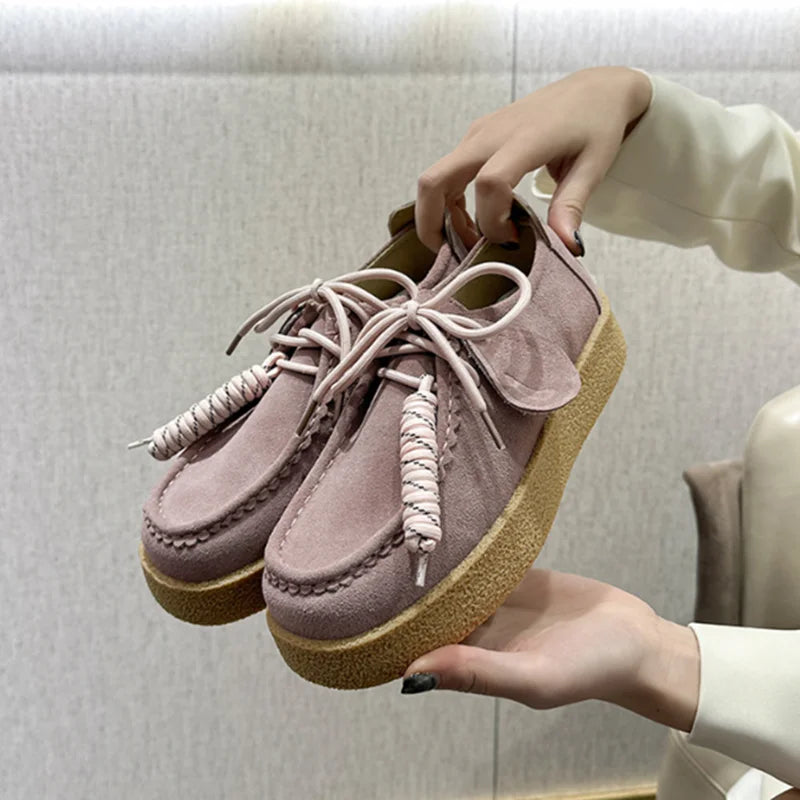 AIYUQI Genuine Leather Women's Shoes 2025 New Flat Non-slip Derby Female Shoes Large size Lace-up Loafers For Women